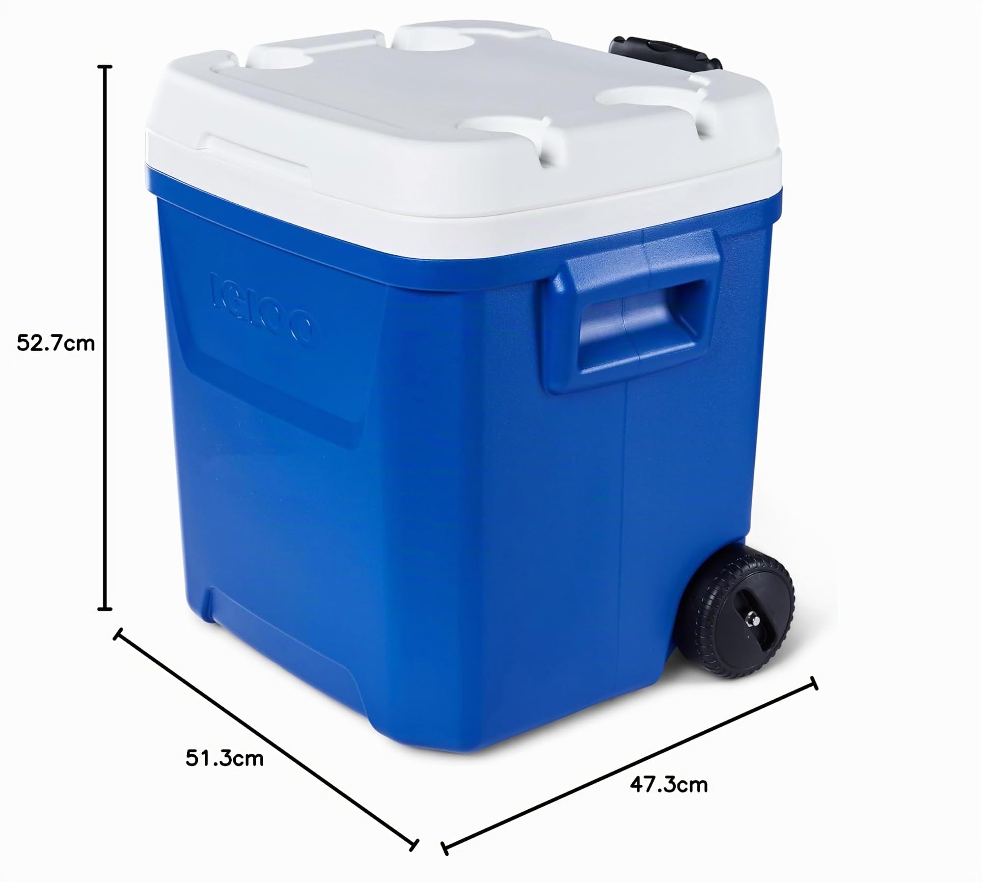 IGLOO Laguna 60 Glacière 56L – Grande Glacière Passive avec roulettes & Poignée Télescopique – Boîte Isotherme Robuste pour Camping, Plage & Loisirs, Idéale pour Boissons & Aliments