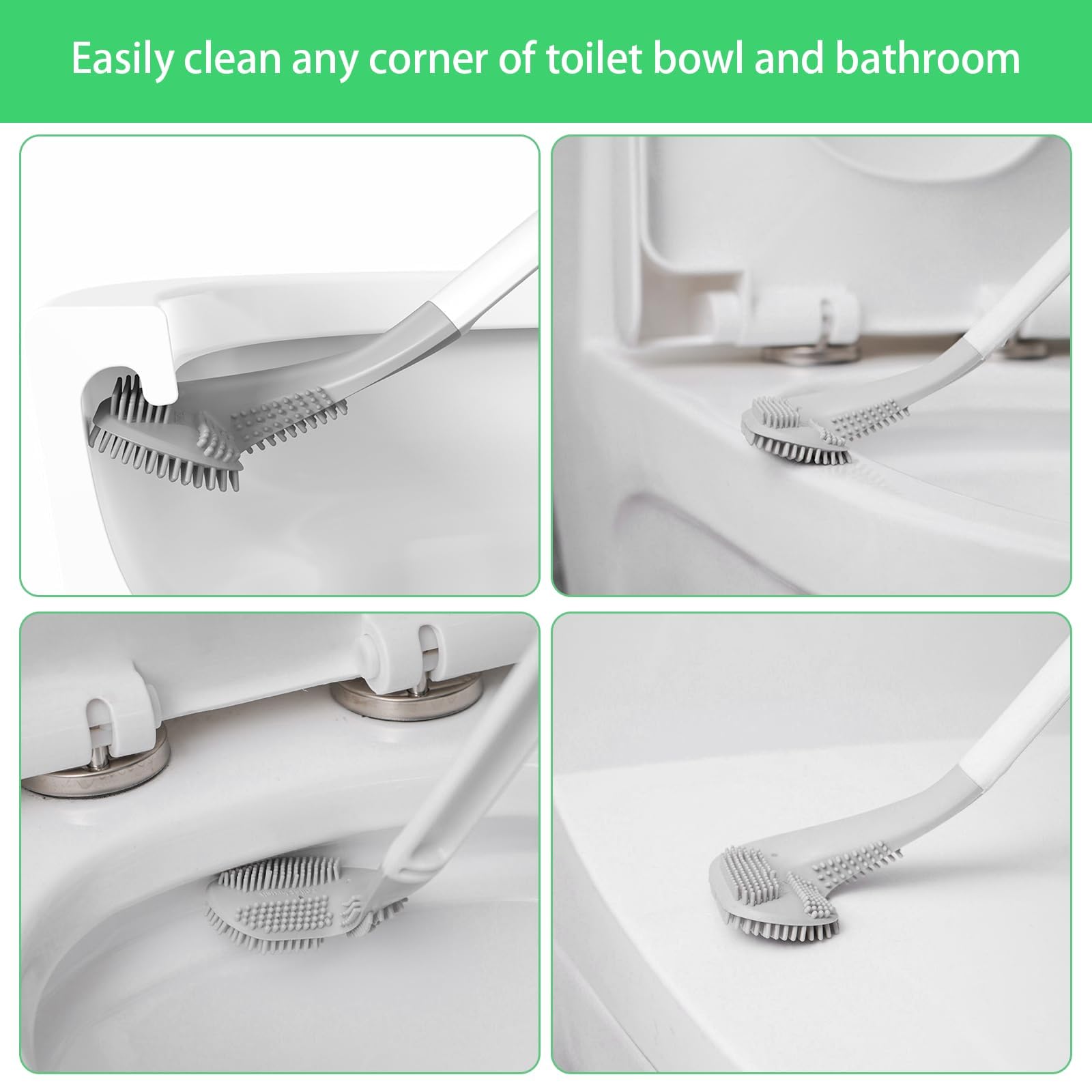Golf-siliconen Toiletborstel Met Lange Steel, Toiletborstel, Geen Dode Gaten Toiletborstel Voor Badkamer Toiletborstel En Houder Set