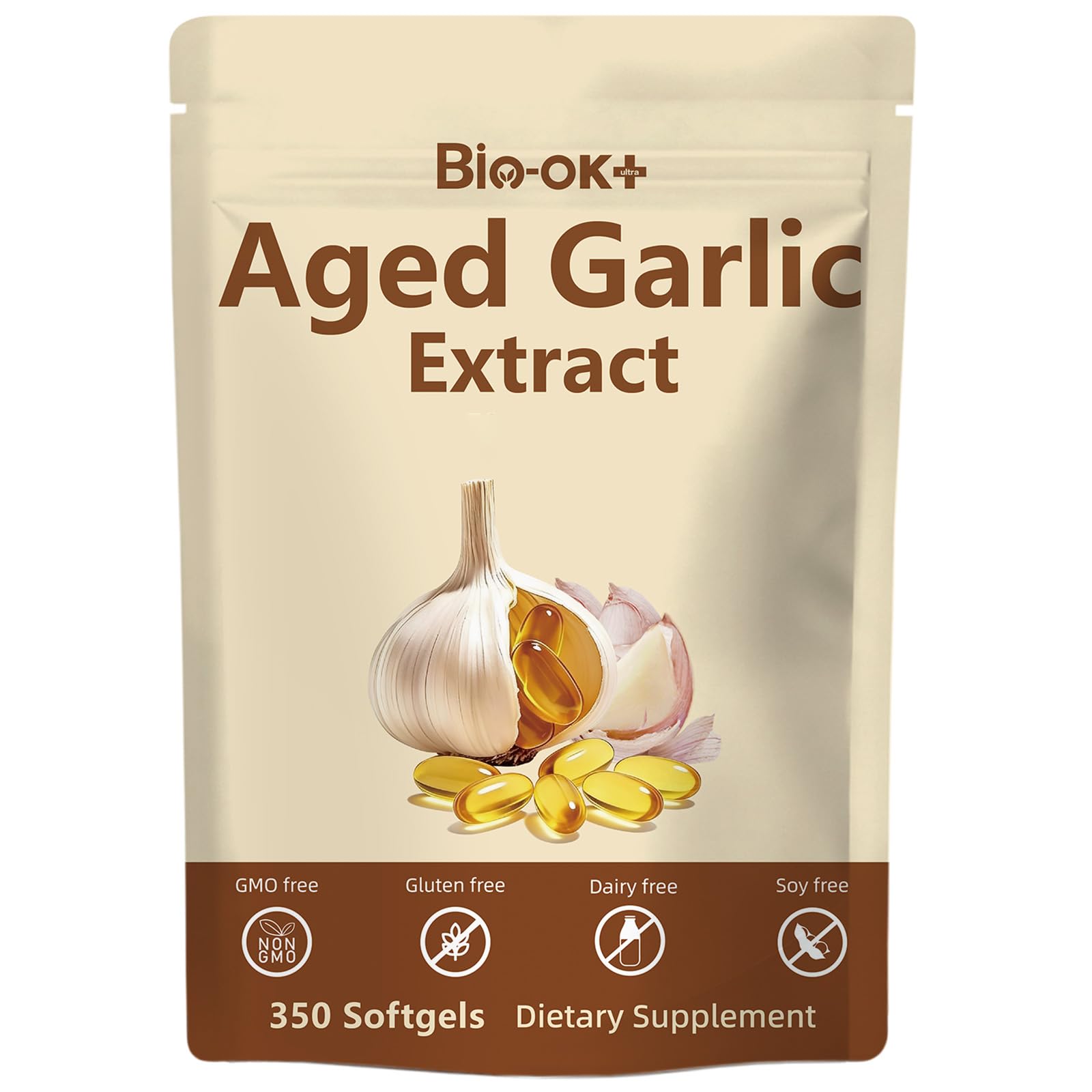 Aged Garlic Extract | Odorless Organic Garlic Supplement | 2-Year Fermented, Supports Cardiovascular Health & Immune System, Non-GMO, 350 Softgels