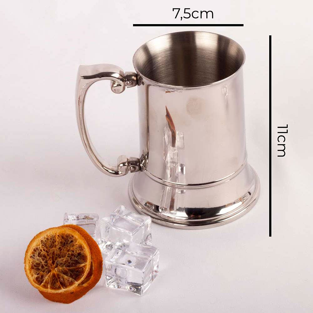 FranquiHOgar - Boccale di birra grande in acciaio inossidabile con manico, tazza metallica medievale (3 brocche)