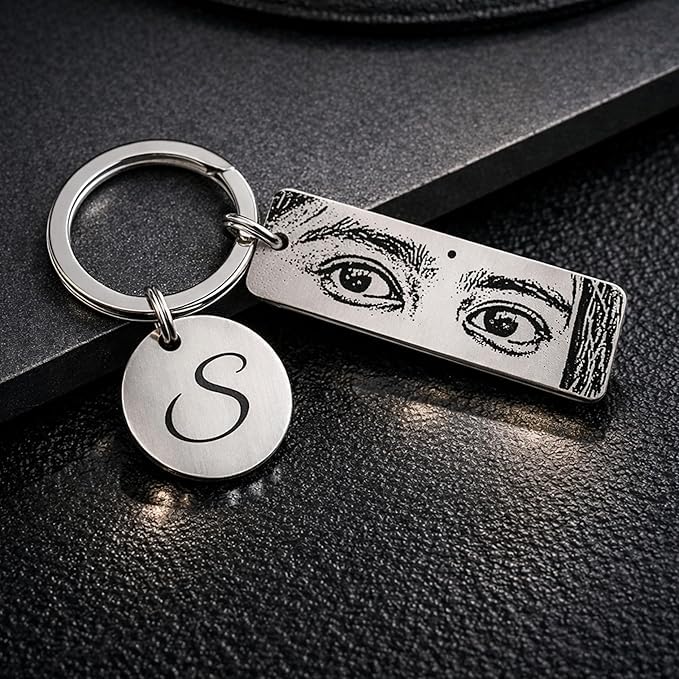Image of Personalized Stainless‑Steel Birth Flower & Name Keychain - Double‑Sided Engraving