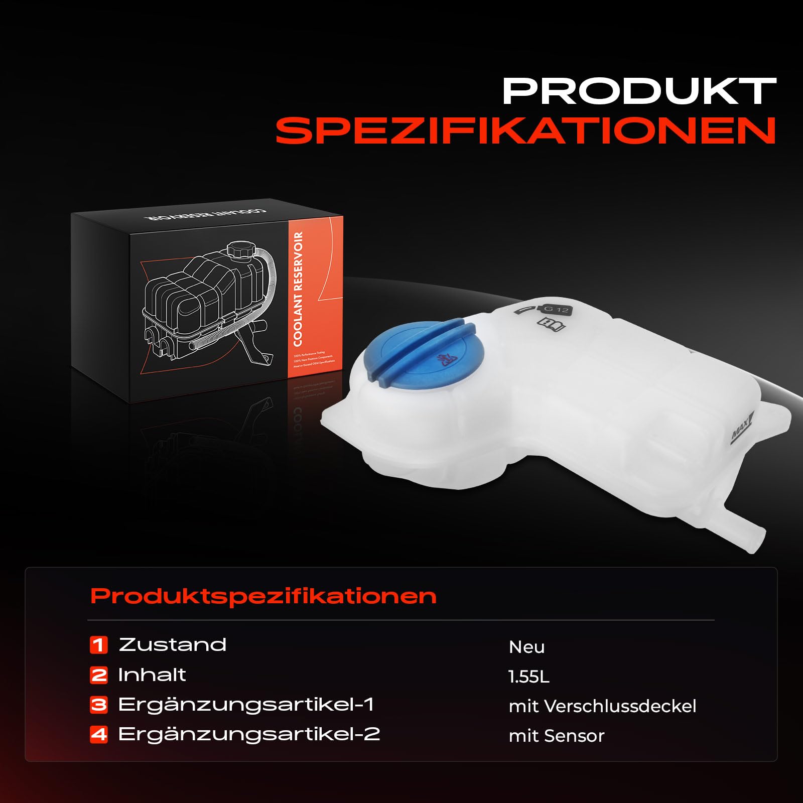 Frankberg Ausgleichsbehälter Kühlmittel Kompatibel mit A4 8EC B7 8E2 B6 Avant 8ED B7 8E5 B6 A6 4B2 C5 Avant 4B5 1.6L-3.2L 2000-2008 8E0121403