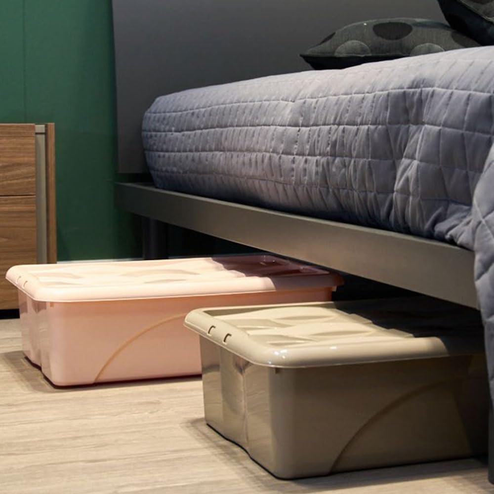 Scatola Contenitore con Coperchio e 4 Ruote Grande Box Portaoggetti 80LT STORAGE Salvaspazio Sovrapponibile 60x40x45 Organizer Multiuso organizzazione Casa Bagno Ufficio (NERO)