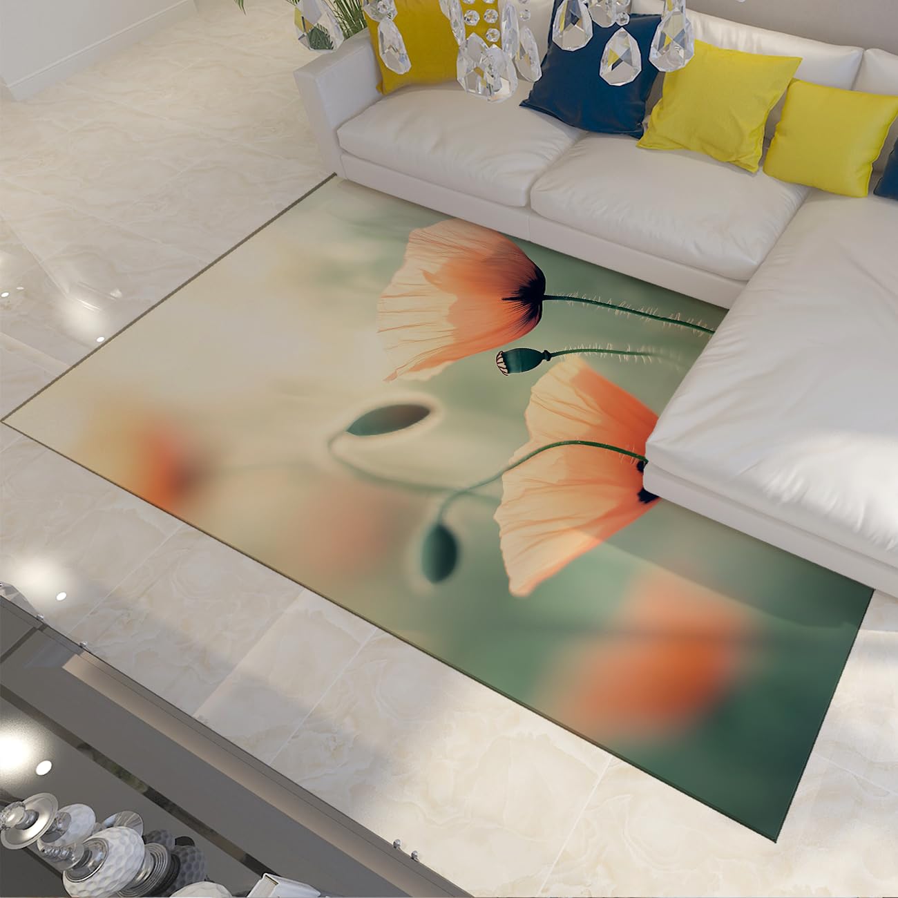 Tapis de fleurs sauvages pliable grand format pour salon et chambre