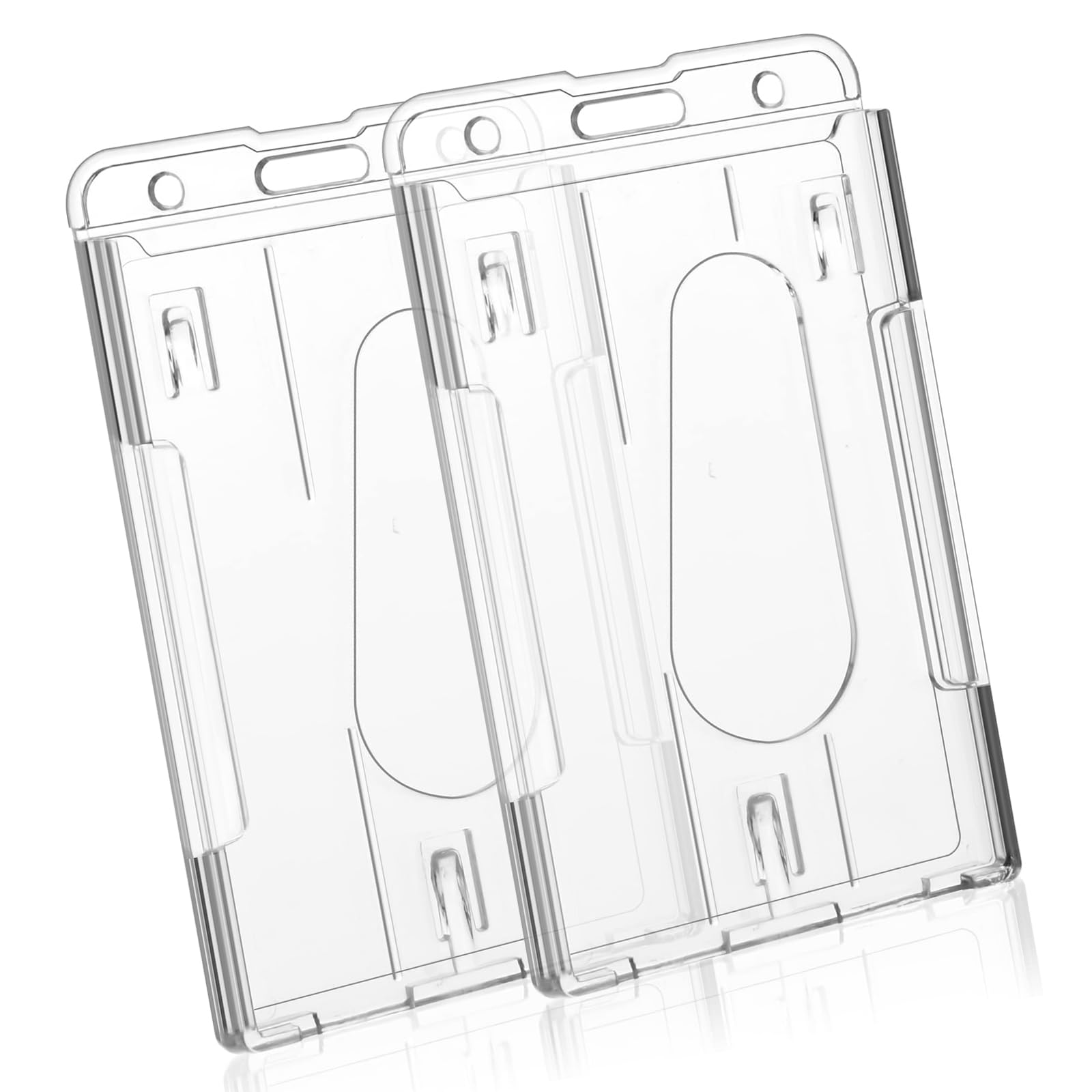 KTHZI 2PCS Card Badge ID Holder,Clear Vertical Name Badge,Waterproof Transparent Two Sided Plastic Card Protector for Credit Card Pass Card Identity Card Driver's Licenses