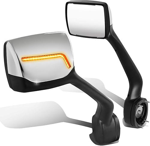 Auto Dynasty Señal de giro secuencial LED con patrón L, ajuste manual, retrovisor, espejos laterales compatibles con Kenworth T680 Peterbilt 579 587