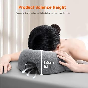 Face Down Pillow, Massage Face Pillow, Face Cushion for Massage Table, Ergonomic Prone Cushion, Memory Foam M-Shaped, Massage Table Headrest for Bed, Beauty Pillow for Spa, Salons, Massage