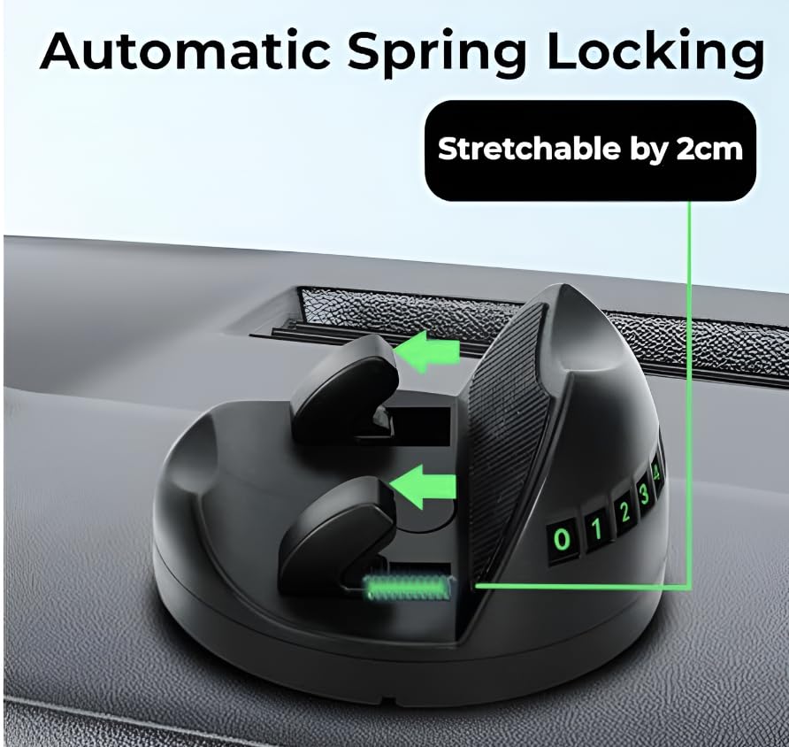 Image of 360 Rotatable Car Dashboard Mobile Holder with Parking Number Plate | Anti-Slip Silicone Phone Stand for Car Dashboard | Mobile Mount for Car, Office & Home | Portrait & Landscape View