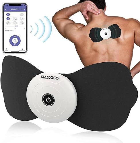 MASTOGO Unidad inalámbrica TENS & EMS masajeador de alivio del dolor de espalda, control por aplicación, Bluetooth, máquina estimuladora muscular