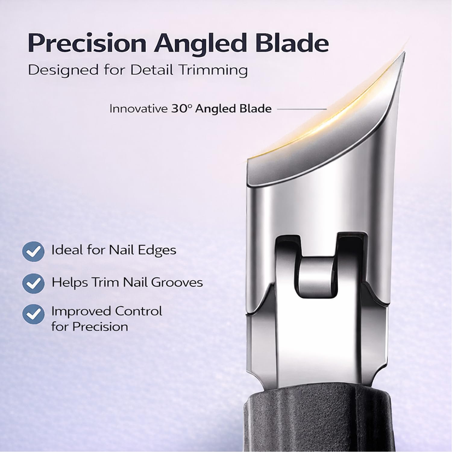 Wide Jaw Opening Slanted Nail Clippers 16mm Anti-Splash Angled Toenail Clippers with Non-Slip Handle Rust-Resistant Nail Tools for — view 3