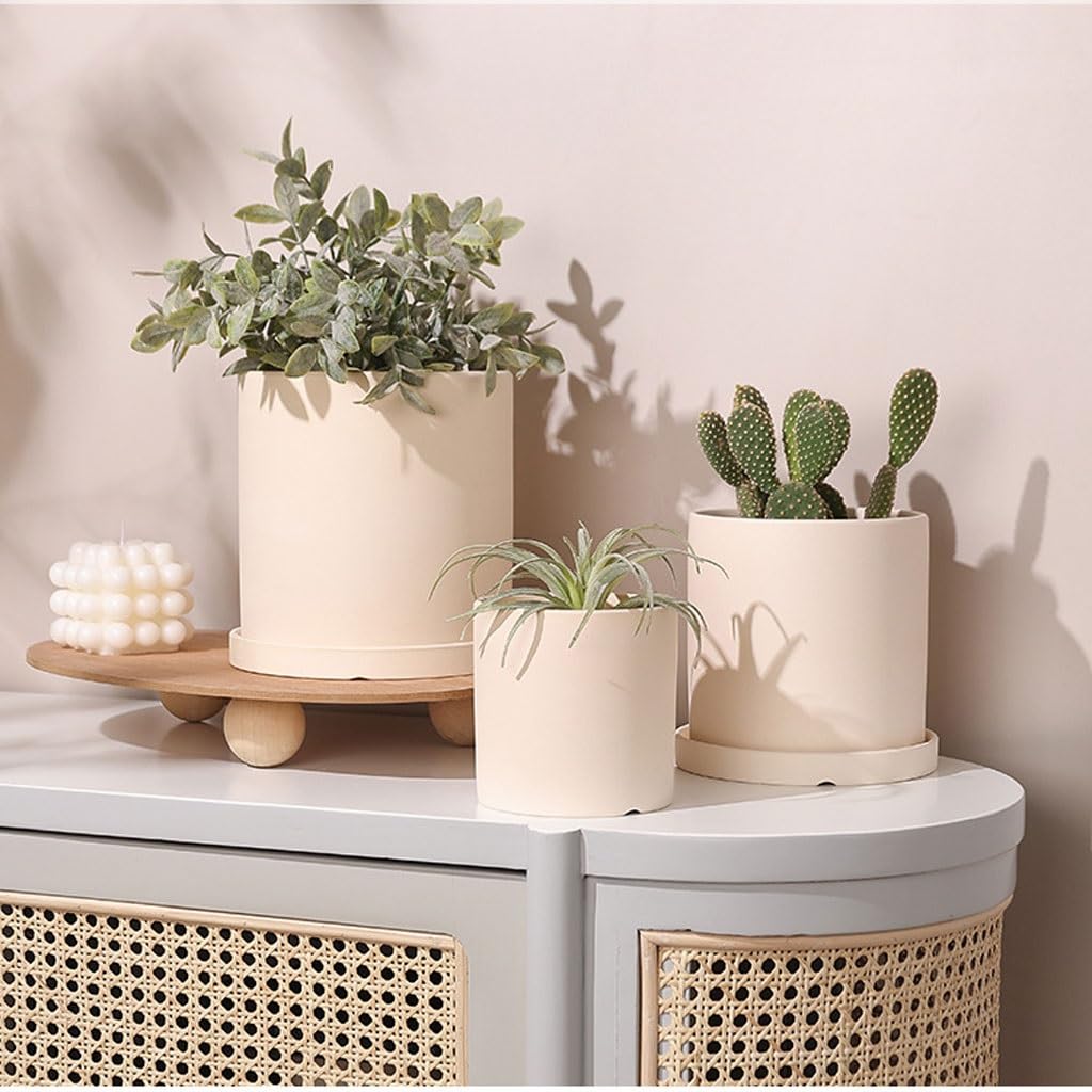 LAPADULA Pflanzentöpfe Home Luxus Dekoration Keramik Blumentöpfe Runde Blumentöpfe Moderner minimalistischer Stil Keramik Blumentöpfe mit Entwässerungslöchern Pflanzgefäße