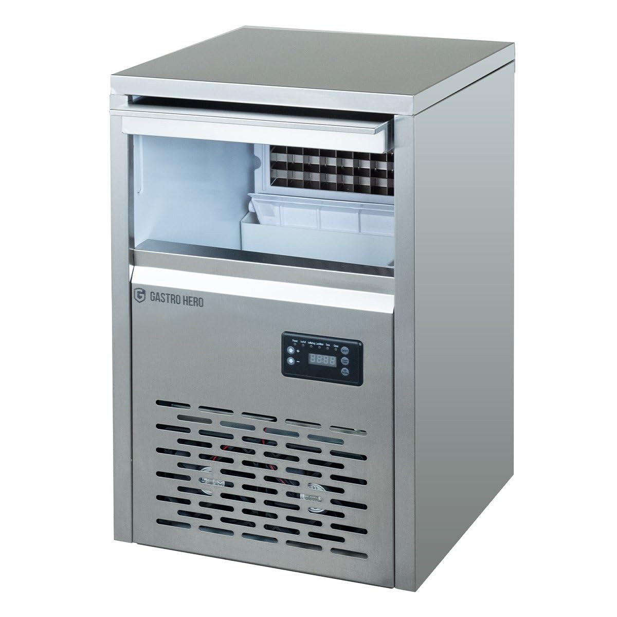 GastroHero Eiswürfelbereiter ECO 40 kg Vollwürfel Eiswürfelmaschine Edelstahl Eismaschine 40 kg/24h Eisbereiter Gastro luftgekühlt Vorratsbehälter 10 kg