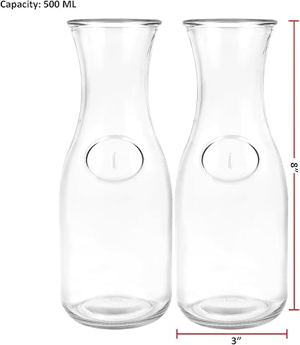 Miniatura 2 de Jarra de vidrio de 17 onzas. Decantador de agua, jarra de jugo, ideal para vino, leche, jugo y barra de mimosa juego de 6