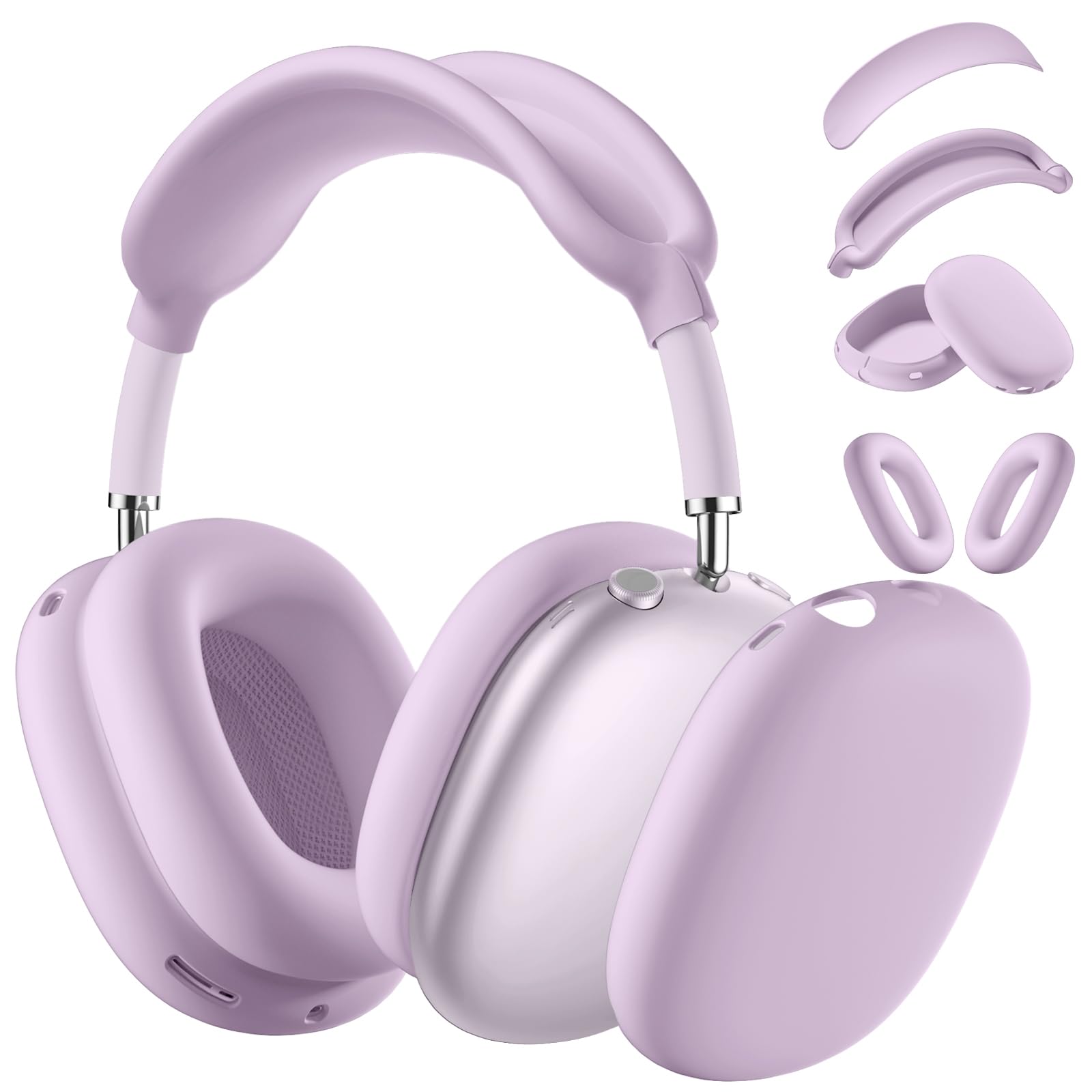 Silicone Case Cover for AirPods Max Headphones, Purple Airpods Max Ear Cup Cover/Ear Pad Case Cover/Ear Cups Cover/Max Headband Pad,Accessories Silicone Skin Protector for Apple AirPods Max (Lavender