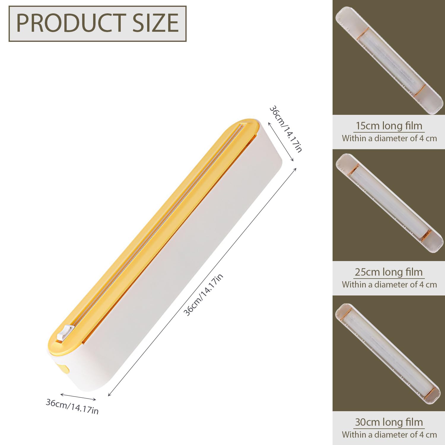 Magneétique Coupe Film Alimentaire - Élégant blanc et jauneDistributeur & Dérouleur Pour Papier Aluminium Et Film Alimentaire, Pratique Coupe Lisse Sans Perçage, Organisateur De Cuisine