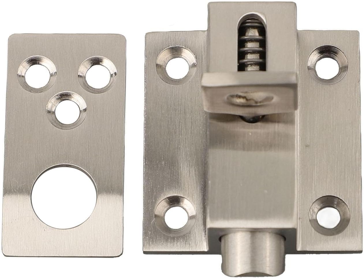 Stainless Steel Automatic Spring Latch Bolt, Self Closing Door Lock Mechanism for Casement, Anti Theft Security Bolt with Tool Install, Silver