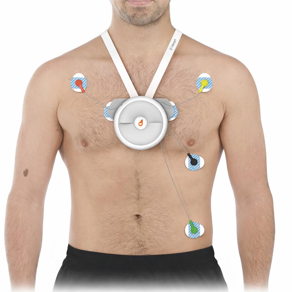 D-Heart ECG Portátil Profesional 8/12 Derivaciones Bluetooth iOS Android | Guía RA Posicionamiento | PDF Exportable | Intervalos PR QRS