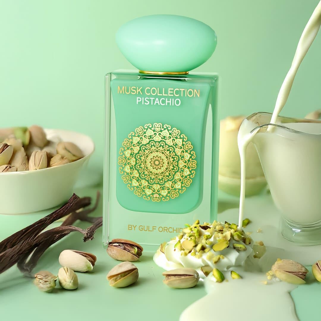Gulf Orchid MUSK TAHARA PISTACHIO Eau de Parfum 60ml - Perfume dulce oriental unisex - Fragancia de almizcle suave de larga duración con vainilla tonka y sándalo