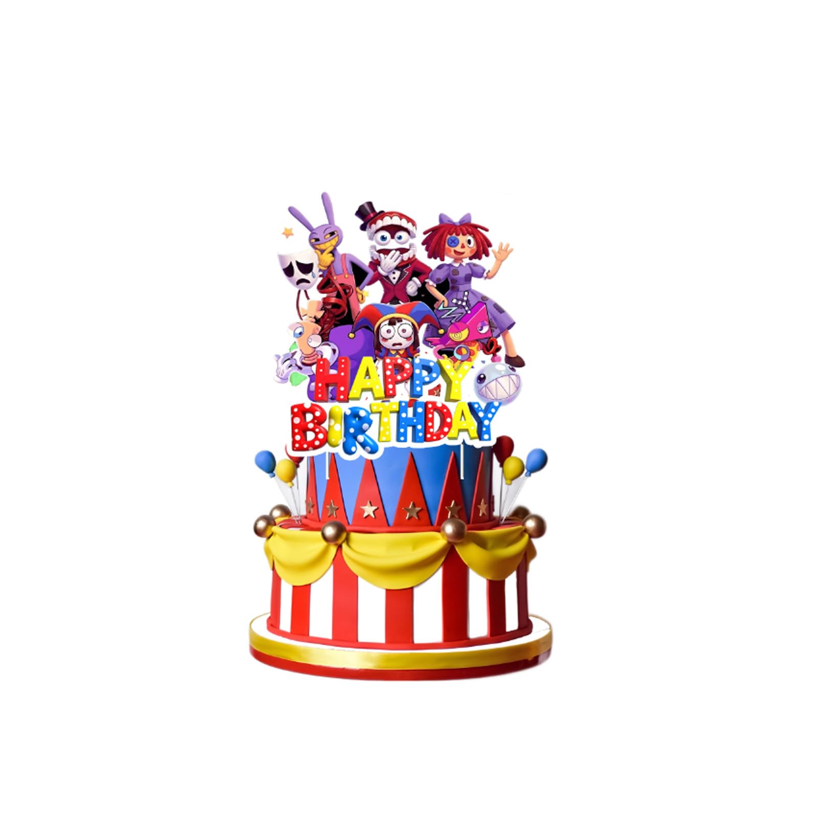 Amazing Circus Birthday Party Decorations Pomni Jax Joker Adventure Themed Party Supplies Set with Cupcake Toppers for Fans