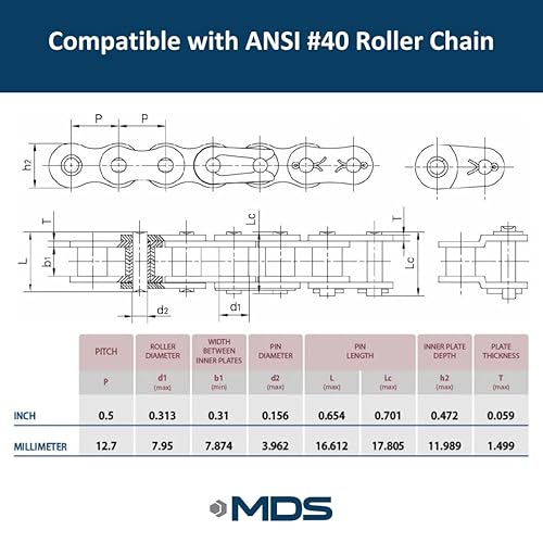 Miniatura 3 de Rueda dentada de diámetro final, 40BS16-1, piñón B-Hub, 16 dientes, orificio de acabado de 1"