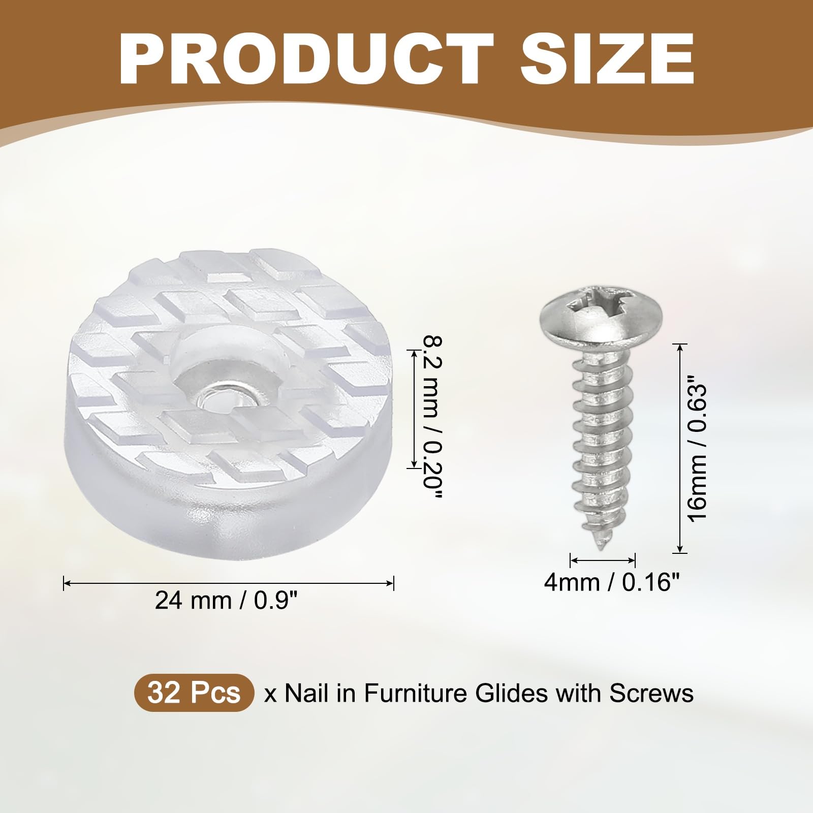 PATIKIL 24mm Screw-On Rubber Feet for Furniture 32 Pcs Non Slip Furniture Pads Chair Glides Table Leg Protectors for Hardwood Floor Cutting Board Electronics Clear - Image 2