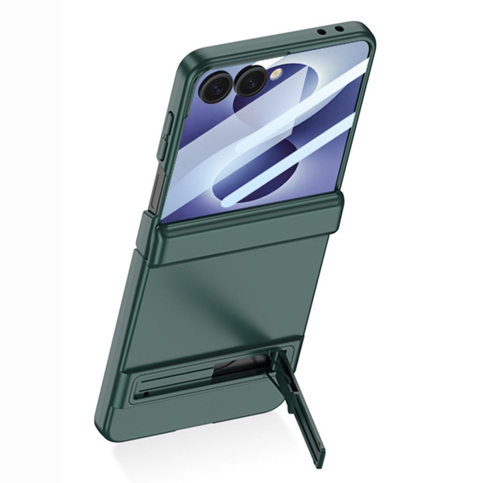 LUOTANL Multifunctional Case for Samsung Galaxy Z Flip 8, Screen Protector Slim Kickstand Frosted Hinge Cover,Green,Flip 8