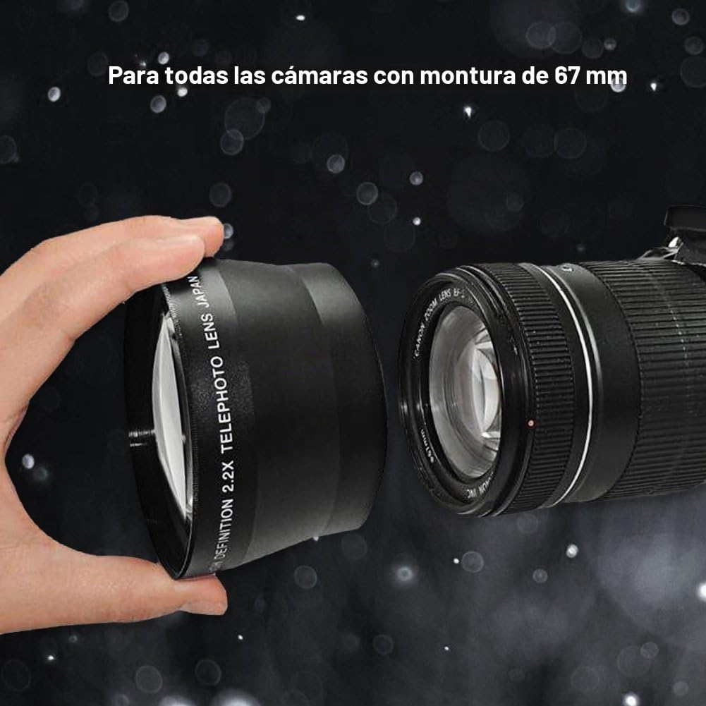 Accesorio para cámaras DSLR con teleconversor de Alta definición Universal de 67 mm 2.2X