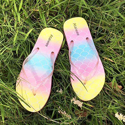 Ataiwee Girls Flip Flop Sandals - Kids Printed Slide Shoes for Little/Big Kid.3