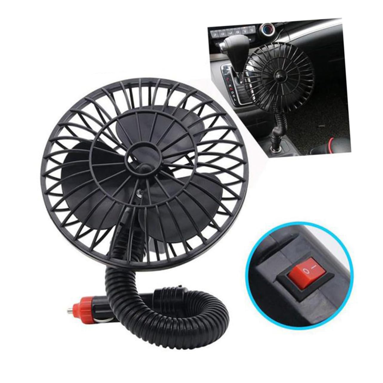 FUNOMOCYA 12v Car Cooler Fan Low Noise Electric Car Cooling Fan for Rotation Portable Easy to Install