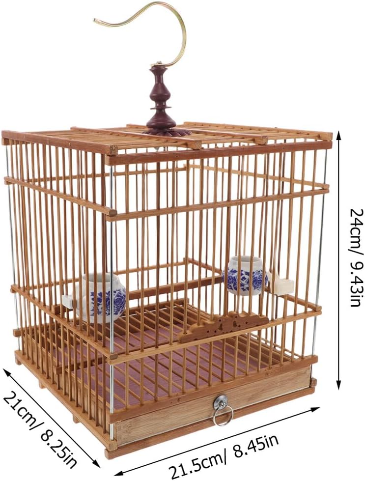VANZACK Rectangular Bird Cage for Small Parrots and Goldfinches Carbonized Purple Travel Cage with Detachable Feeders Hanging Finch for Balcony and Garden Use