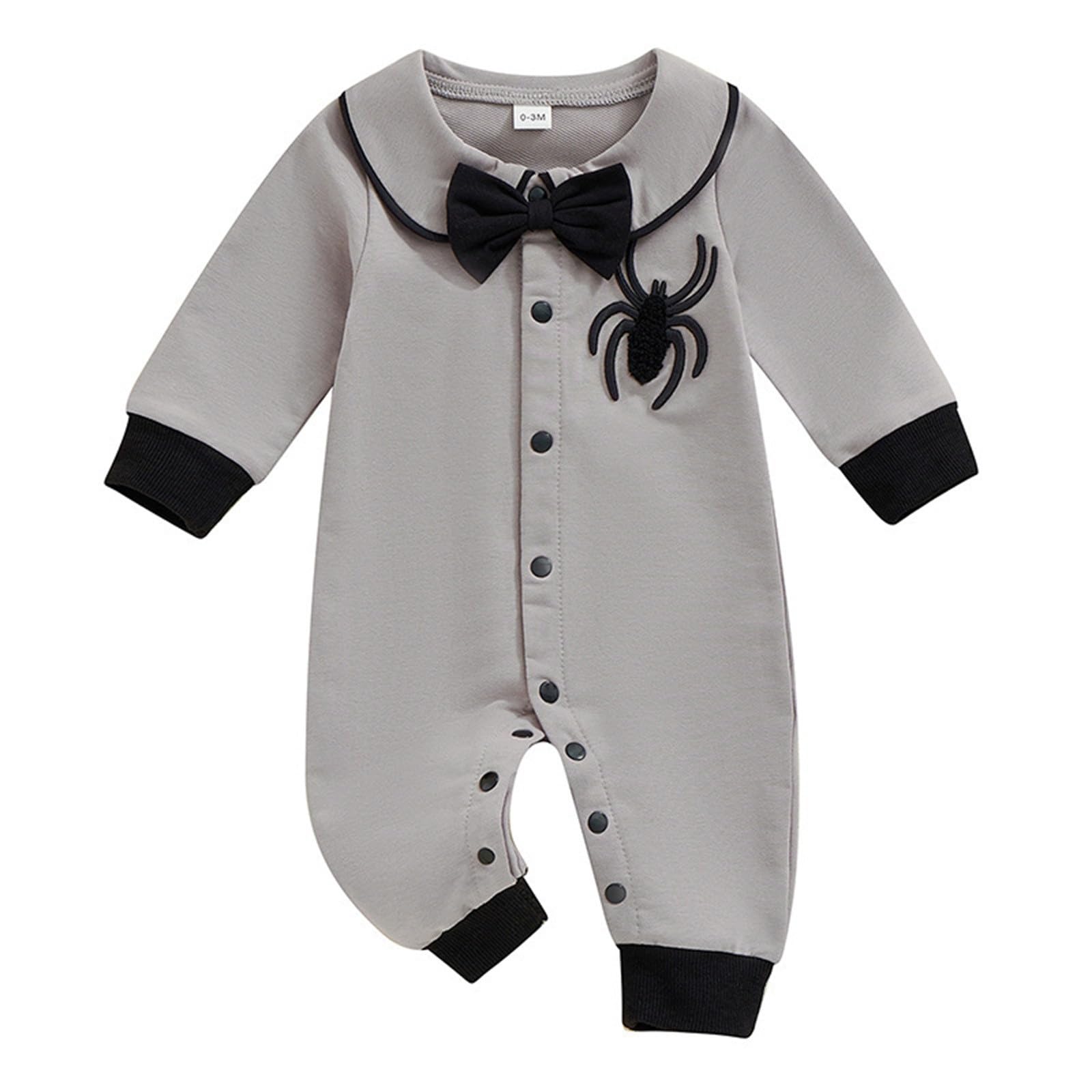 Genérico Mono Halloween Niño Manga Larga Bordado Cuello Bebé 0-18 Meses Ropa Juego Informal Tela Cómoda