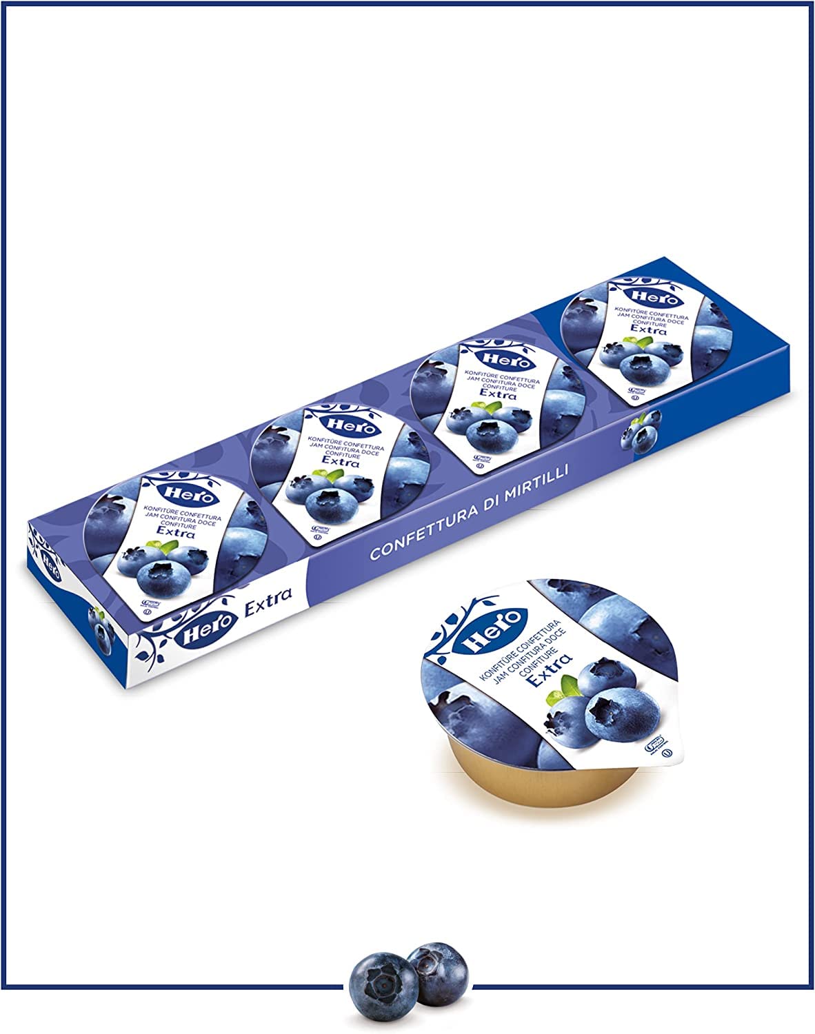 Hero Poker Mermelada de arándanos, 30 paquetes de 100 g (4 latas individuales x 25 g), mermelada y mermelada, fruta de alta calidad, sin conservantes y sin colorantes