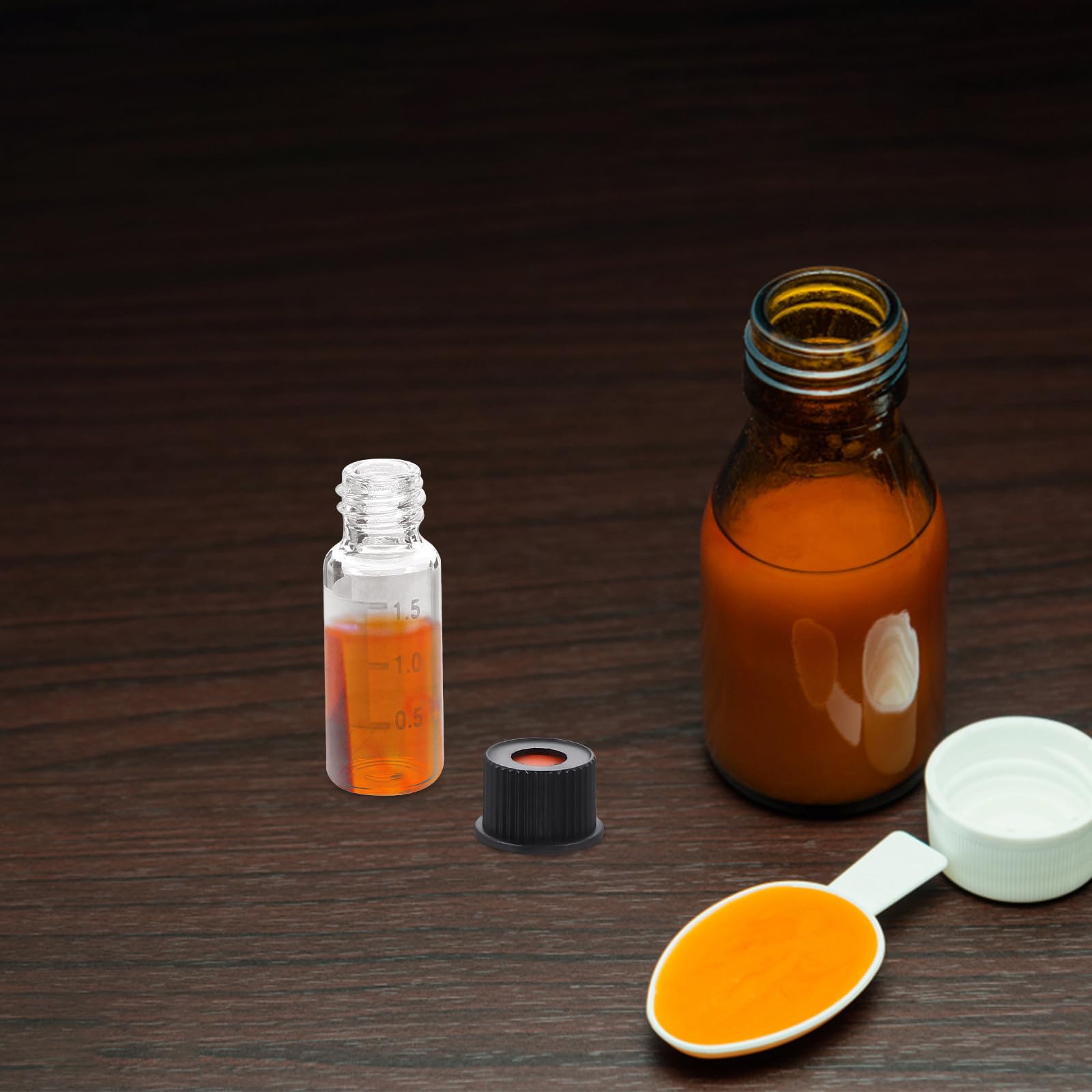 100 Frascos de Boca Roscada Paquete de 100 Piezas y Tapa para Cromatografía, 2ml Fugas, Adecuado para y Cosméticos
