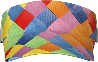 XIXIAN Colorful Plaid Printed Adult Sunscreen Visor Cap Lightweight and Breathable Adult Sun Visor Empty top hat Versatile Outdoor hat Black