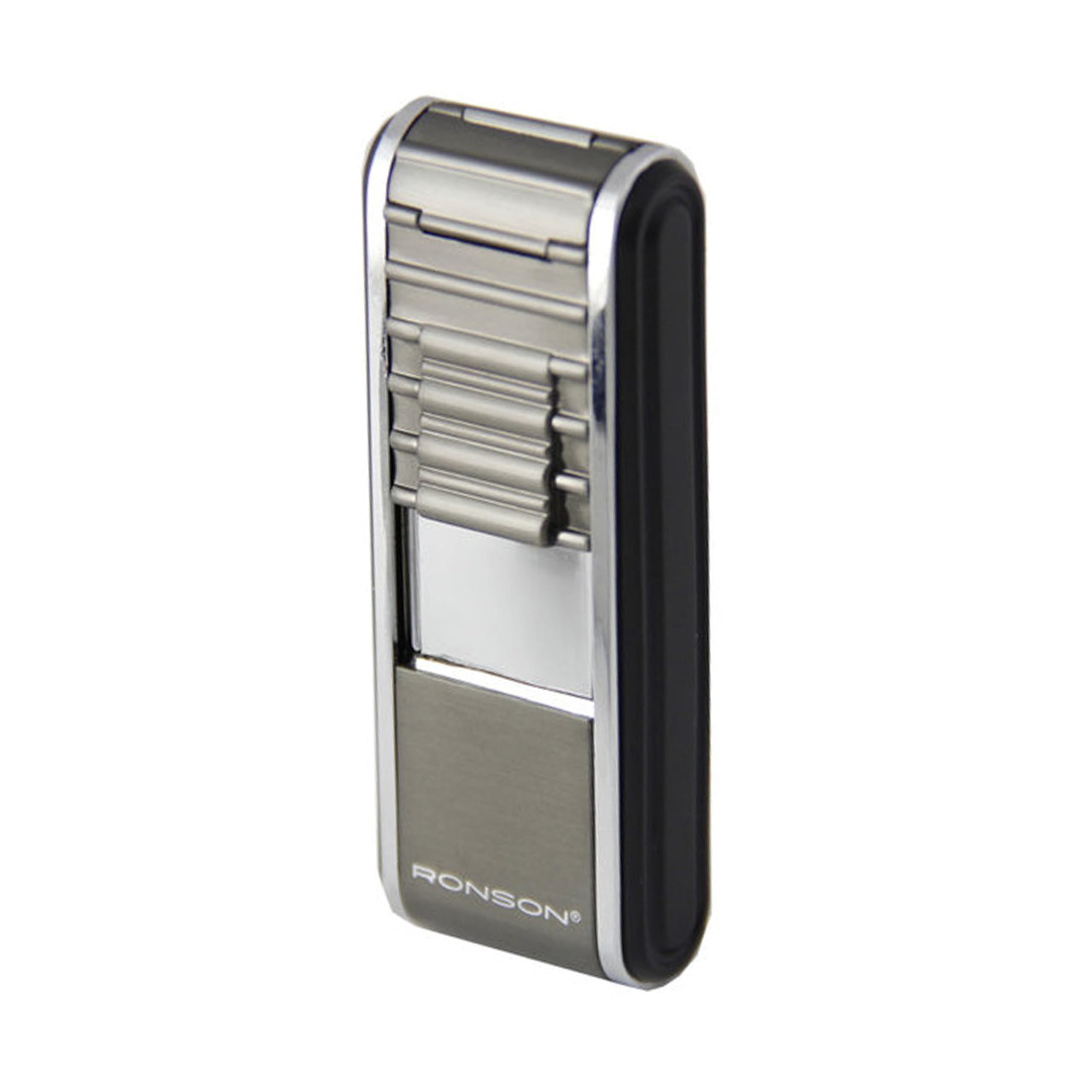 Ronson Black Curtain Jet Flame Gas Lighter Grey