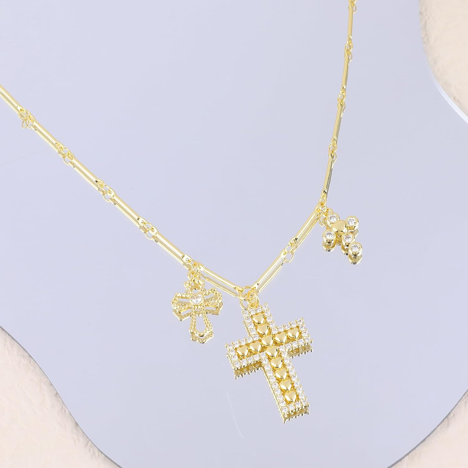 Gold Heart Butterfly Pendant Necklace for Women 14K Gold Plated Cute Sun Moon Star Rainbow Cross Seashell Flower Key Charm Necklaces Adjustable Link Chain Insect Trendy Party Jewelry Gift for Women - Image 6