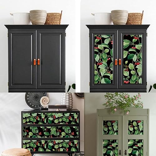 Miniatura 7 de Papel de contacto autoadhesivo película de vinilo de cereza roja papel de pared para paredes aparador cajones estantes armarios decoración extraíble