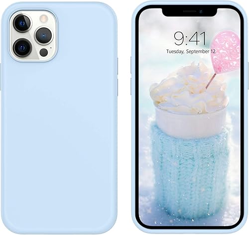 Miniatura 9 de DUEDUE Funda para iPhone 12 Pro Max de 6.7 pulgadas, silicona líquida, gel suave, funda delgada con forro de tela de microfibra, funda protectora