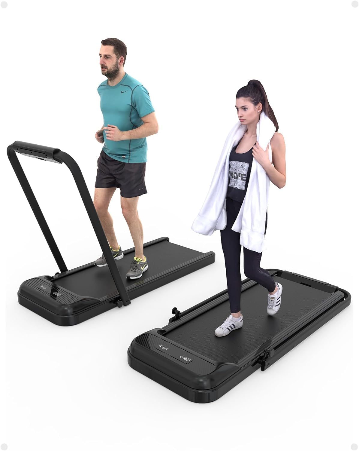 2-in-1 Treadmill,Folding Treadmill with Real-time Workout Data on LCD Display,2.25 HP,0.6-6.2 MPH for Running Walking,Under Desk Treadmills for Apartment Office Home Workout,Black