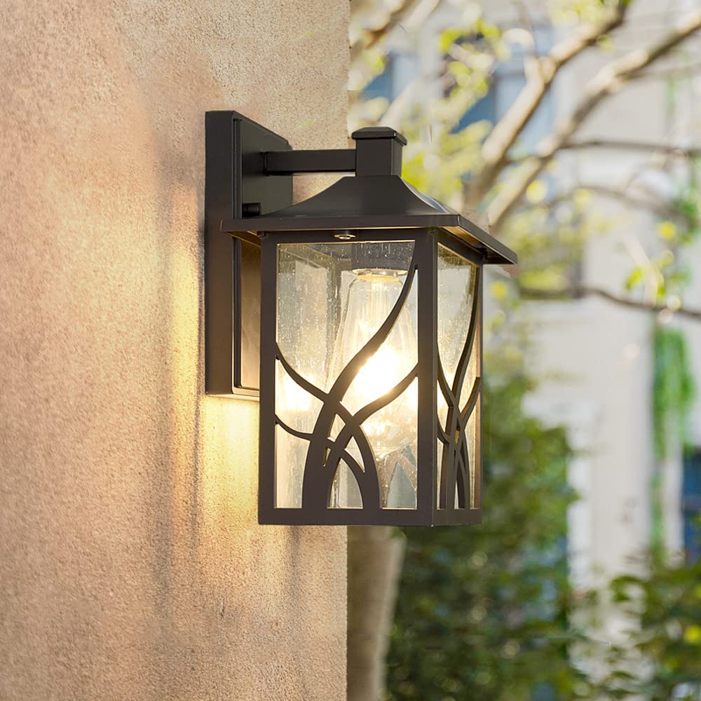 Kinkiet w stylu retro w stylu wiejskim z kwadratowego szkła, abażur, lampa ścienna, oświetlenie zewnętrzne, kinkiet, podwórze, ogrody.
