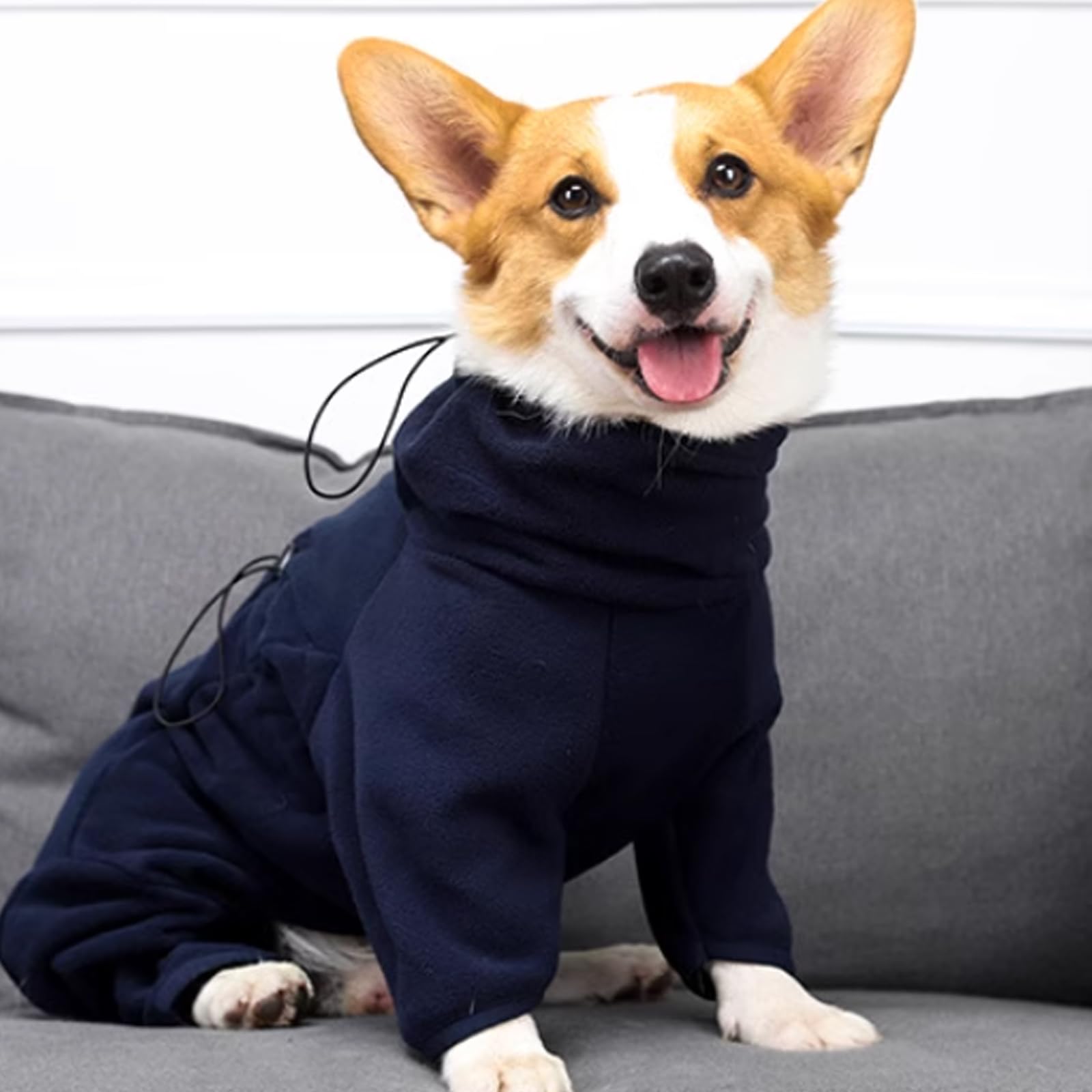 Abrigo De Invierno para Perro con Cremallera Trasera, Cuatro Patas Abrigo De Perro De Lana Caliente Chaqueta De Perro, A Prueba De Viento Chaqueta De Perro De Lana Polar,Dark Blue,XL