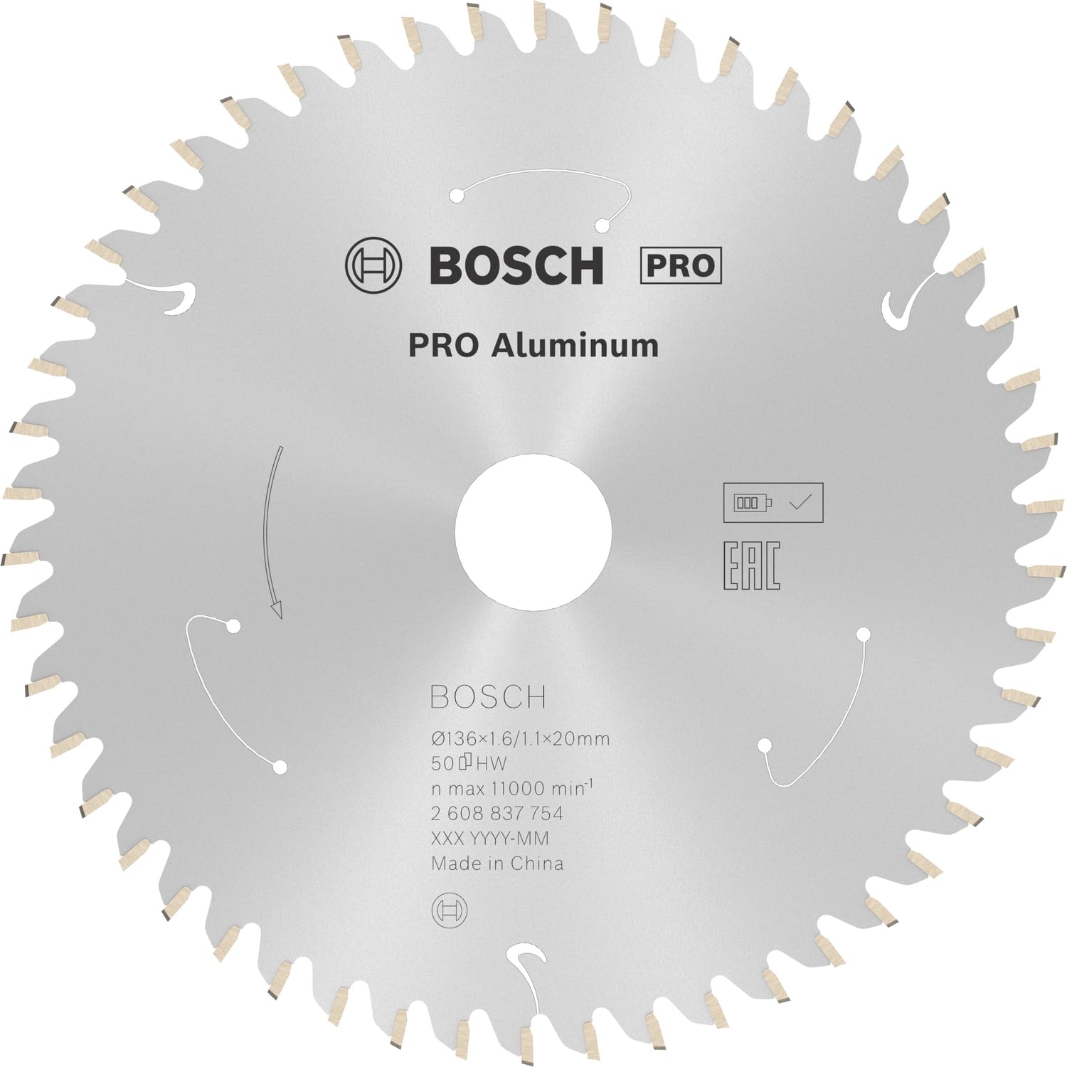 Bosch PRO Cordless Circular Saw Blade for Aluminium 136mm 50T 20mm