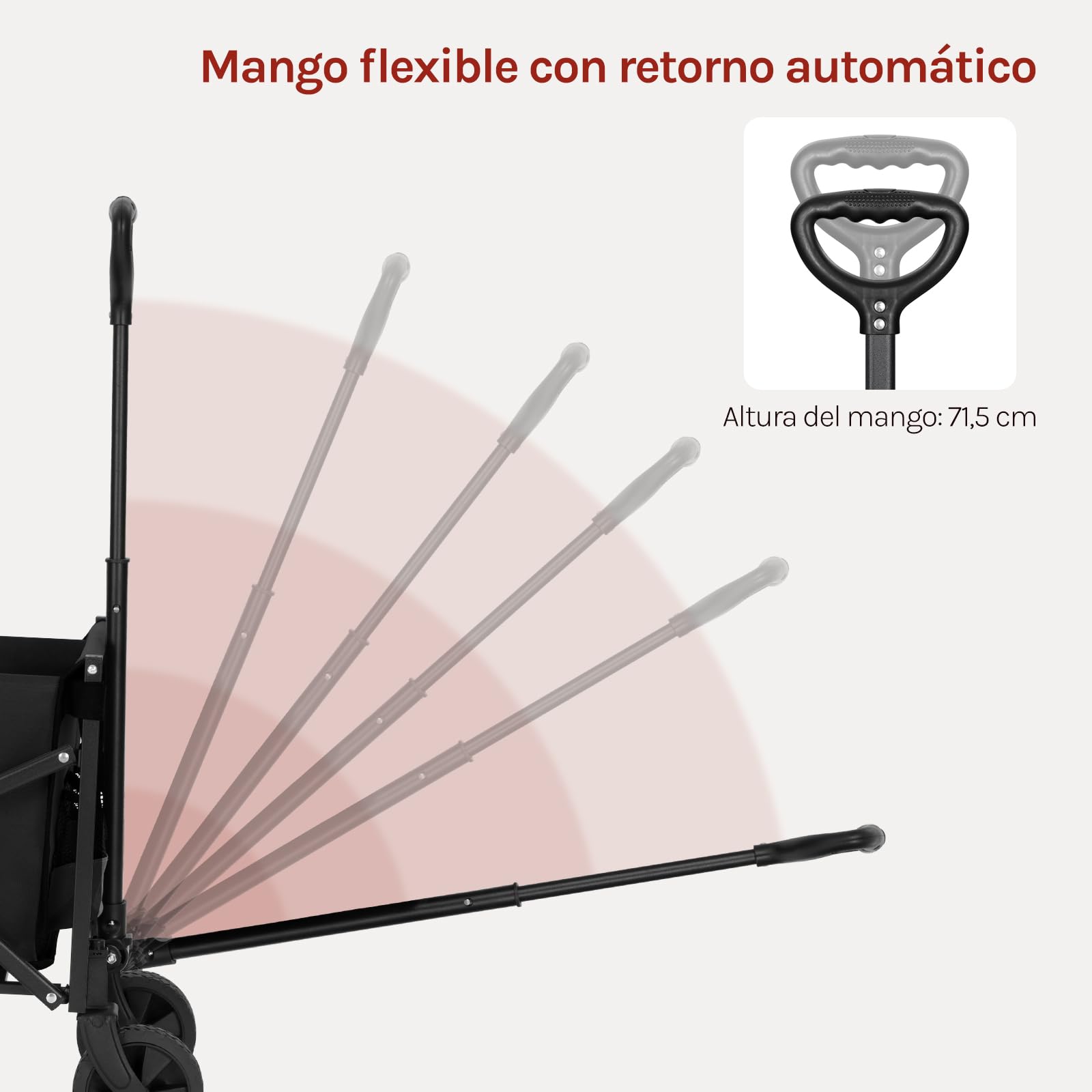 WOLTU Carrito para Jardín, Carro Plegable con Ruedas, Asa Retráctil, 2 Portavasos y Panel Trasero Plegable, Ideal para Camping y Fiestas, Metal y Tela Oxford 600D, Capacidad de Carga 150 kg, Negro