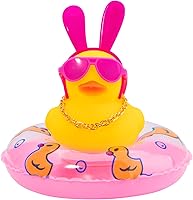 Vista 23 de wonuu Adornos de pato de goma para automóvil, decoración de tablero de instrumentos de automóvil con mini corona y collar, corona C-macho