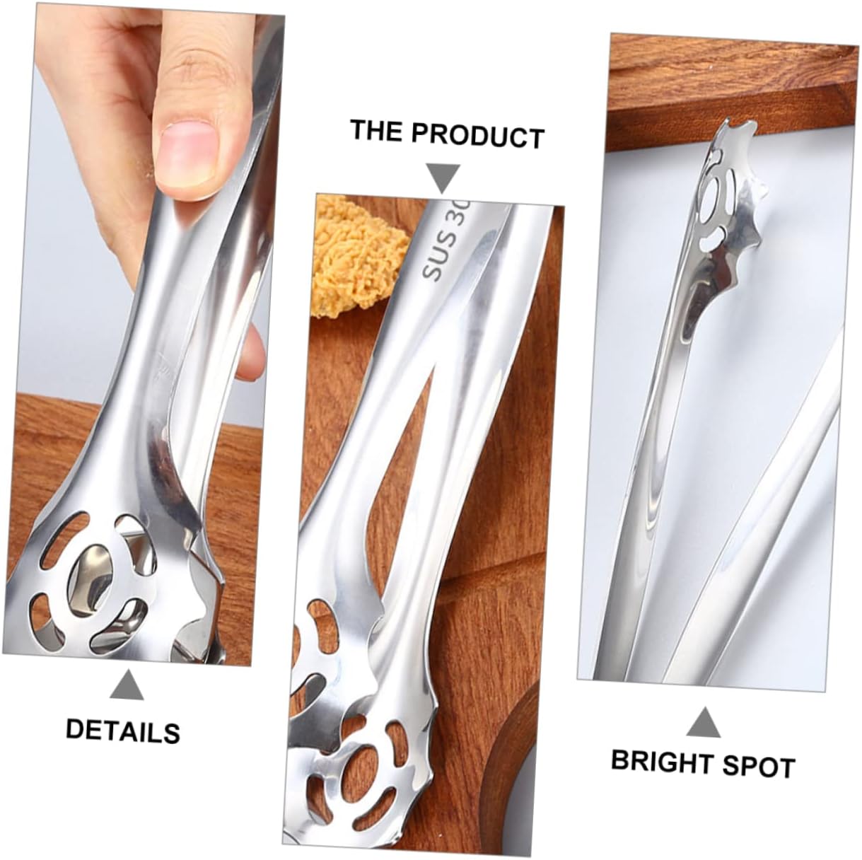 Zerodeko 2pcs Food Clamp Tongs for Bbq Stainless Steel Grill Tongs Heat-resistant Handle for Kitchen