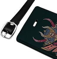 Vista 2 de Samurai Warrior Japanese Demon Oni Máscara Rectángulo de Cuero para Equipaje Tarjeta de Identificación