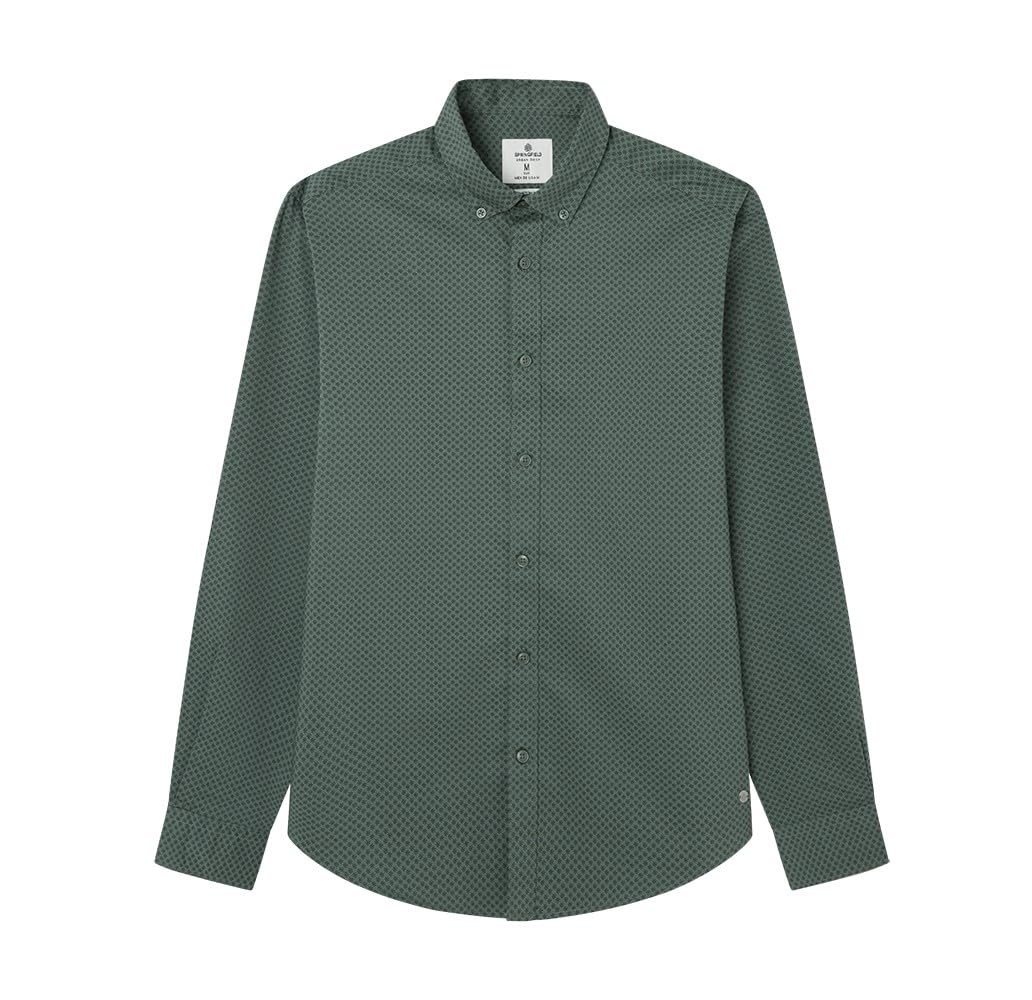 SPRINGFIELD Men's Shirt, Green Grey, XL