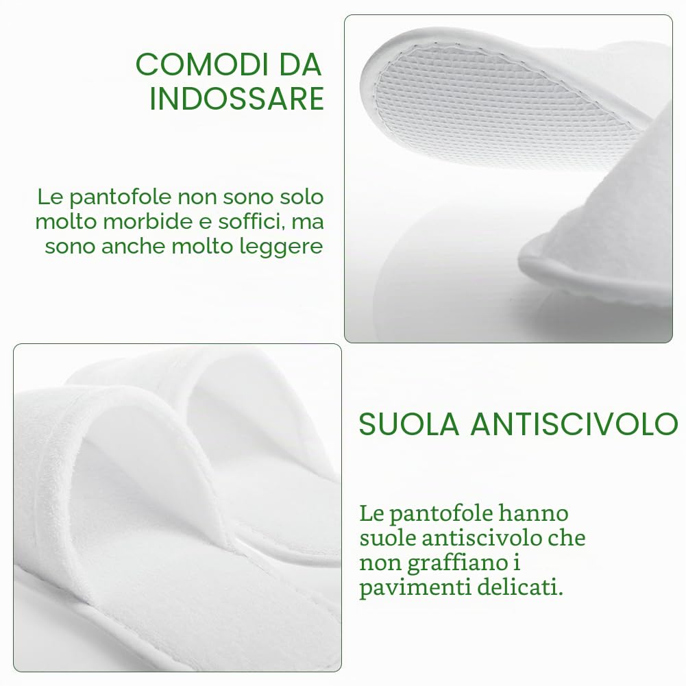 Pantofole Usa e Getta Antiscivolo - Ciabatte Ospiti Chiuse e Lavabili per Hotel, Casa, Viaggi - Misura Universale, 4 Paia