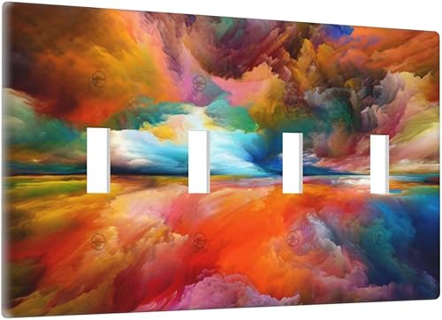 Miniatura 142 de Cubiertas de salida iridiscentes abstractas coloridas nubes dúplex de 1 cuadrilla, placa de cubierta de interruptor de luz arco iris, placas