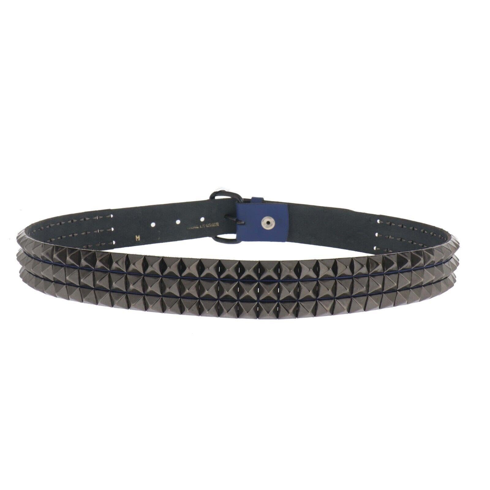 BULLET 69 38mm Gothic Studded Purple Black Pyramid Real Leather Jean Belt [XLarge 40" - 44" Waist]